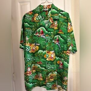 Unisex button down Hawaiian Santa shirt